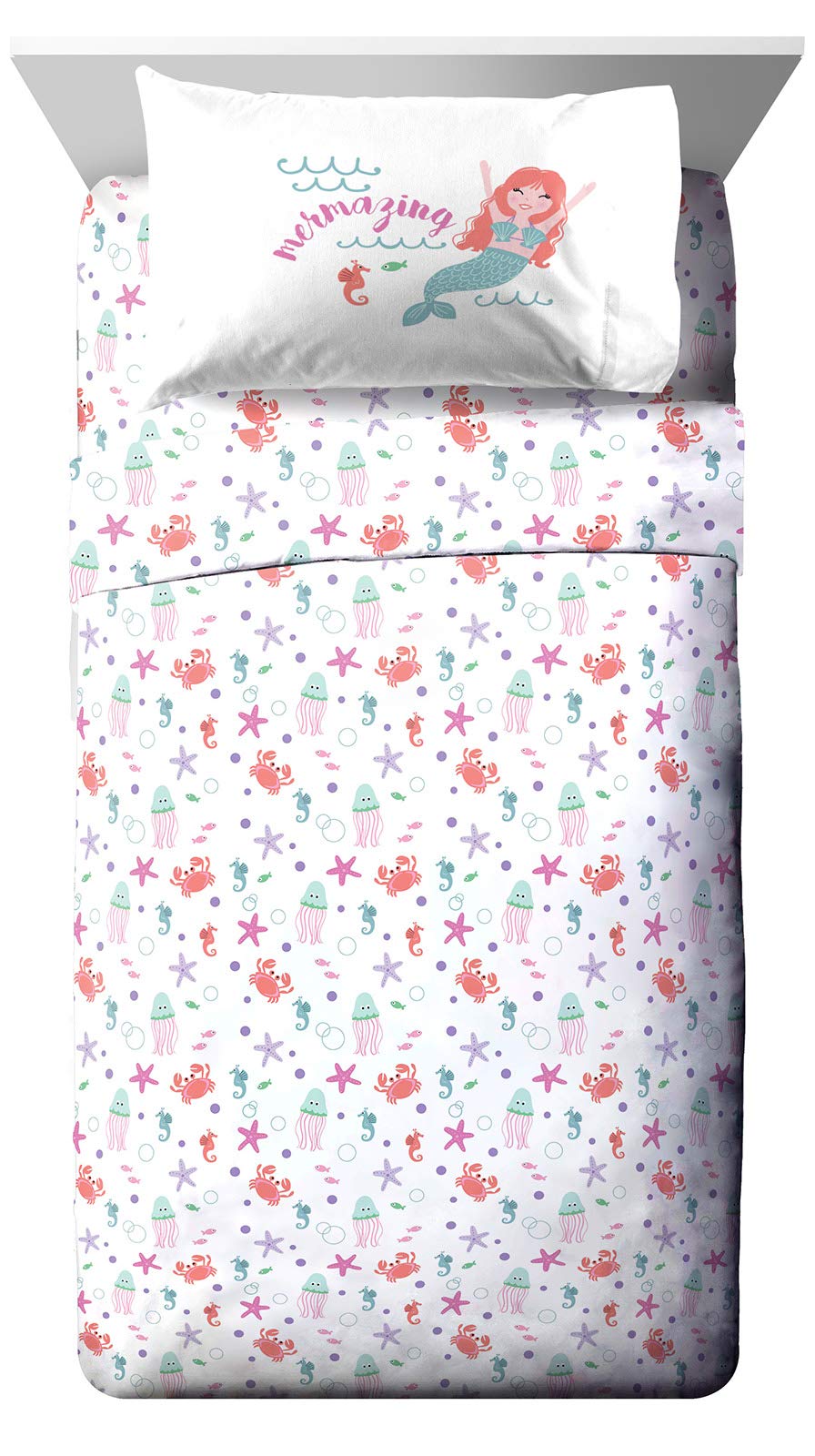 Jay Franco Trend Collector Mermaizing Twin Sheet Set - 3 Piece Super Soft Microfiber Bedding for Kids | Fade Resistant & Cozy | Perfect for Children's Bedrooms, Sleepovers & Themed Decor
