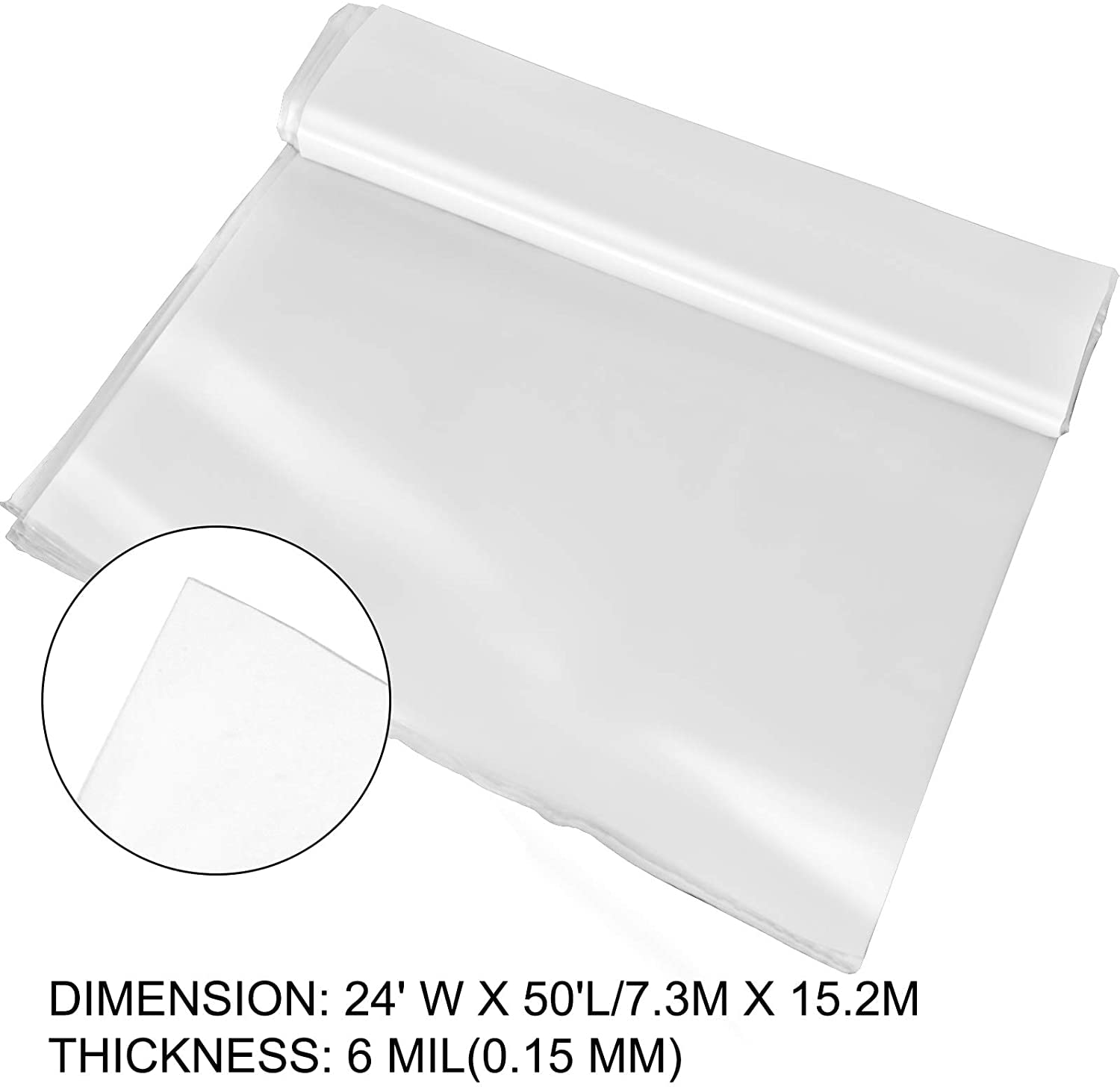 VEVOR 24x50 ft Greenhouse Plastic Sheeting - 6 Mil Clear UV Resistant Polyethylene Film for Hoop Houses, Farms & Gardens | Durable Plant Protection Cover for Vegetables, Flowers & Seedlings