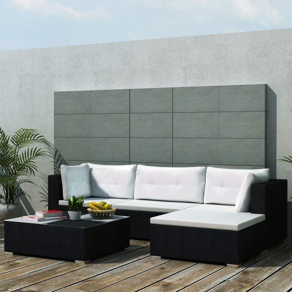 Premium 14-Piece L-Shaped Outdoor Sectional Sofa Set - PE Rattan Patio Furniture with Cushions, Ottoman & Coffee Table - Durable Black Conversation Set for Backyard, Lawn, Garden or Poolside Relaxation