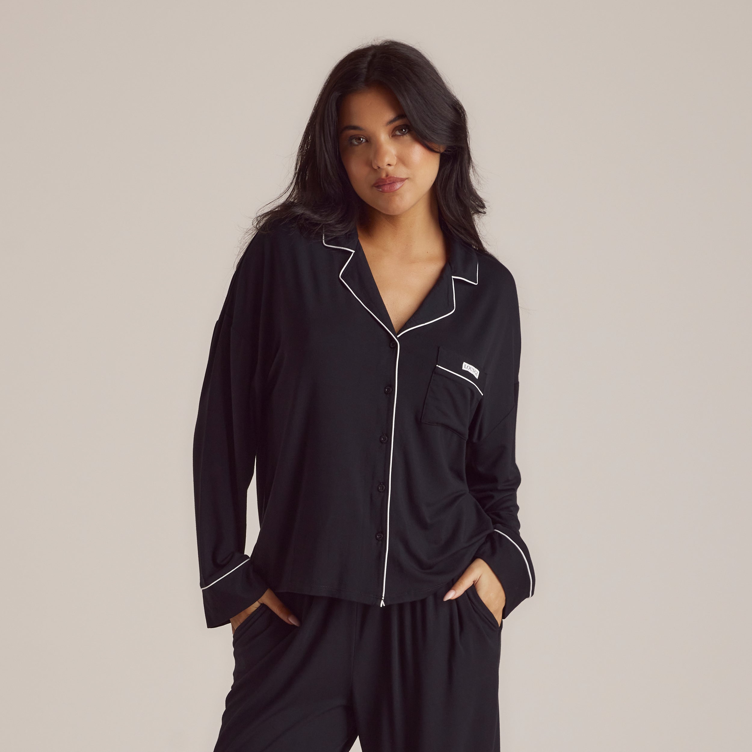 Premium Modal Sleep Shirt for Women - Soft & Breathable Black Pajama Top - Perfect for Relaxing at Home, Lounging & Comfortable Nightwear