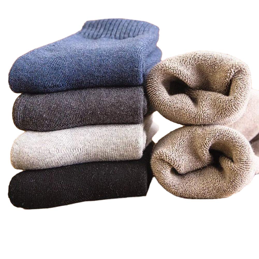 ASWER Men's Thermal Cotton Socks - 5 Pairs Winter Warm Thick Crew Socks for Cold Weather - Perfect for Hiking, Work & Everyday Comfort