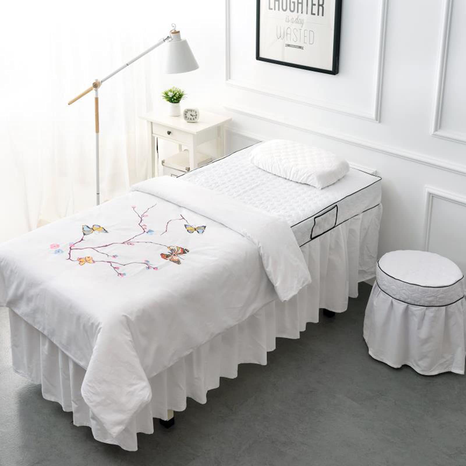 YFJBHDIAN 4-Piece Microfiber Massage Table Sheet Set - Solid Color Massage Bed Skirt for Facial, Spa & Beauty Salon - Waterproof, Wrinkle-Resistant Bedding with Drop Skirt for Professional Massage Tables