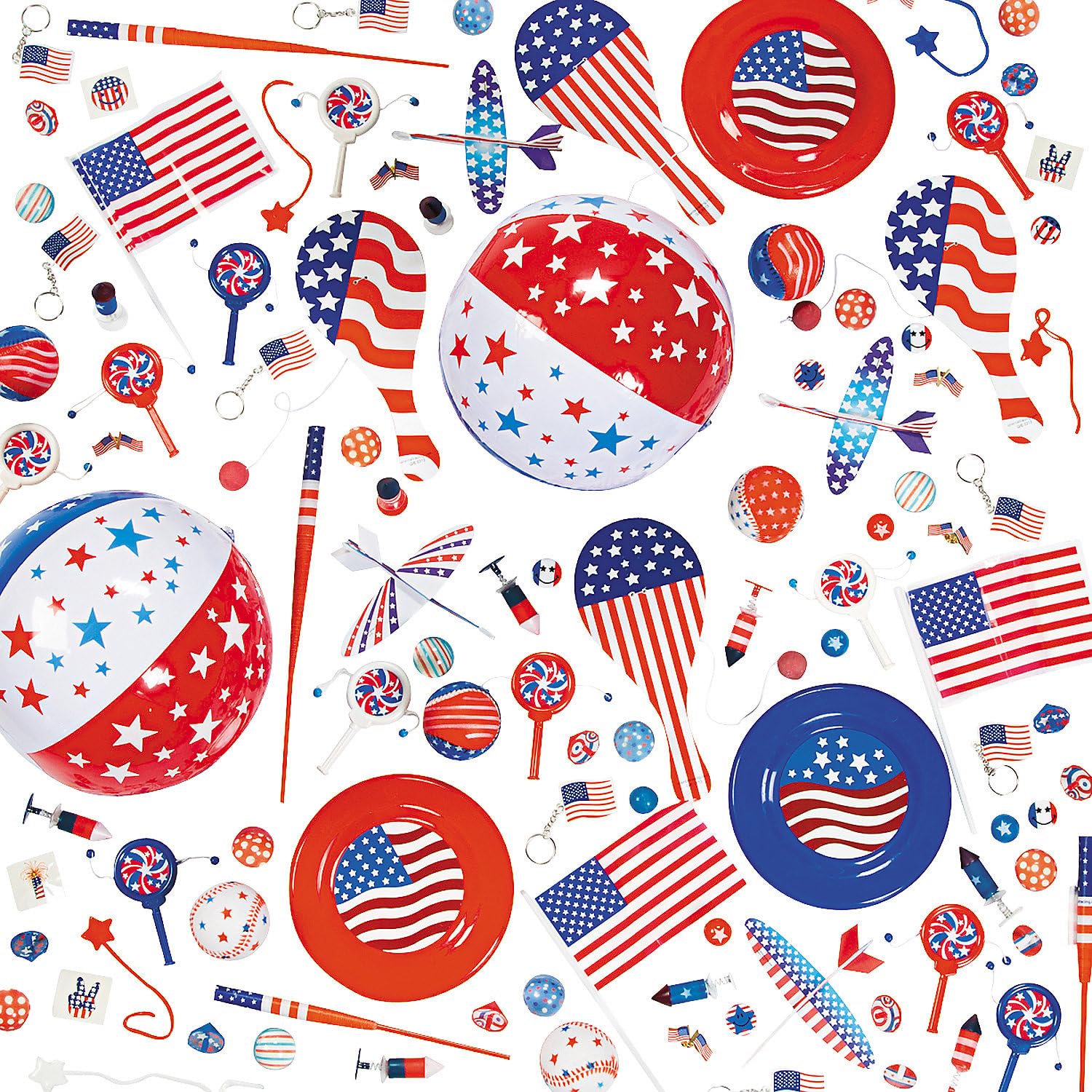 1000-Piece Patriotic Fourth of July Toy Assortment - Gliders, Pin Tops, Pins, Balls & More | Bulk Independence Day Party Favors for Kids & Adults | Perfect for 4th of July Celebrations, Parades & Backyard BBQs