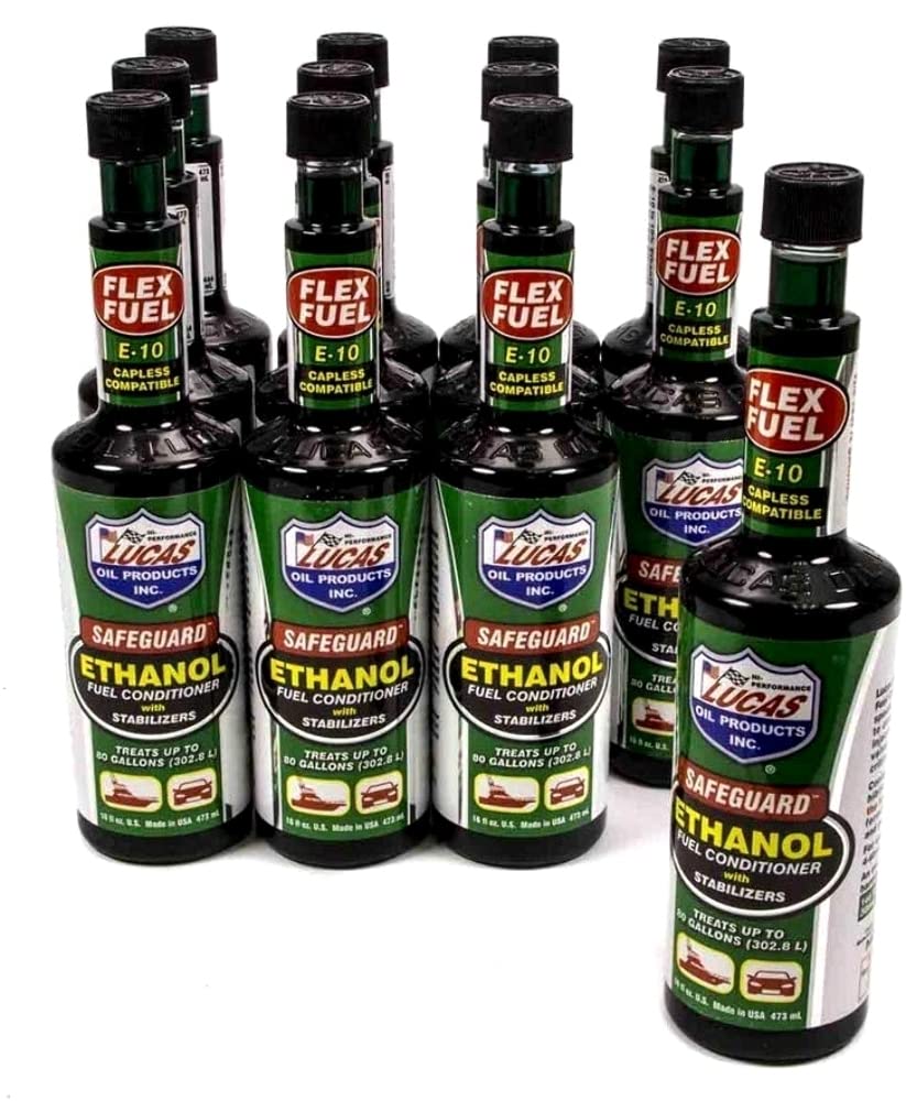 Lucas Oil 10576-12PK Safeguard Ethanol Fuel Conditioner - 16 oz. (12 Pack) | Fuel Stabilizer for Gasoline, Ethanol Blends | Prevent Corrosion, Improve Engine Performance for Cars, Boats, Motorcycles & Small Engines