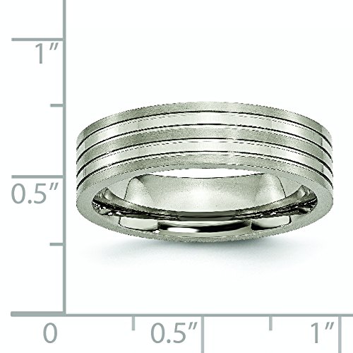 6mm Titanium Men's Wedding Band Ring - Brushed & Polished Grooved Design for Comfort & Style - Perfect for Engagements, Anniversaries, and Everyday Wear