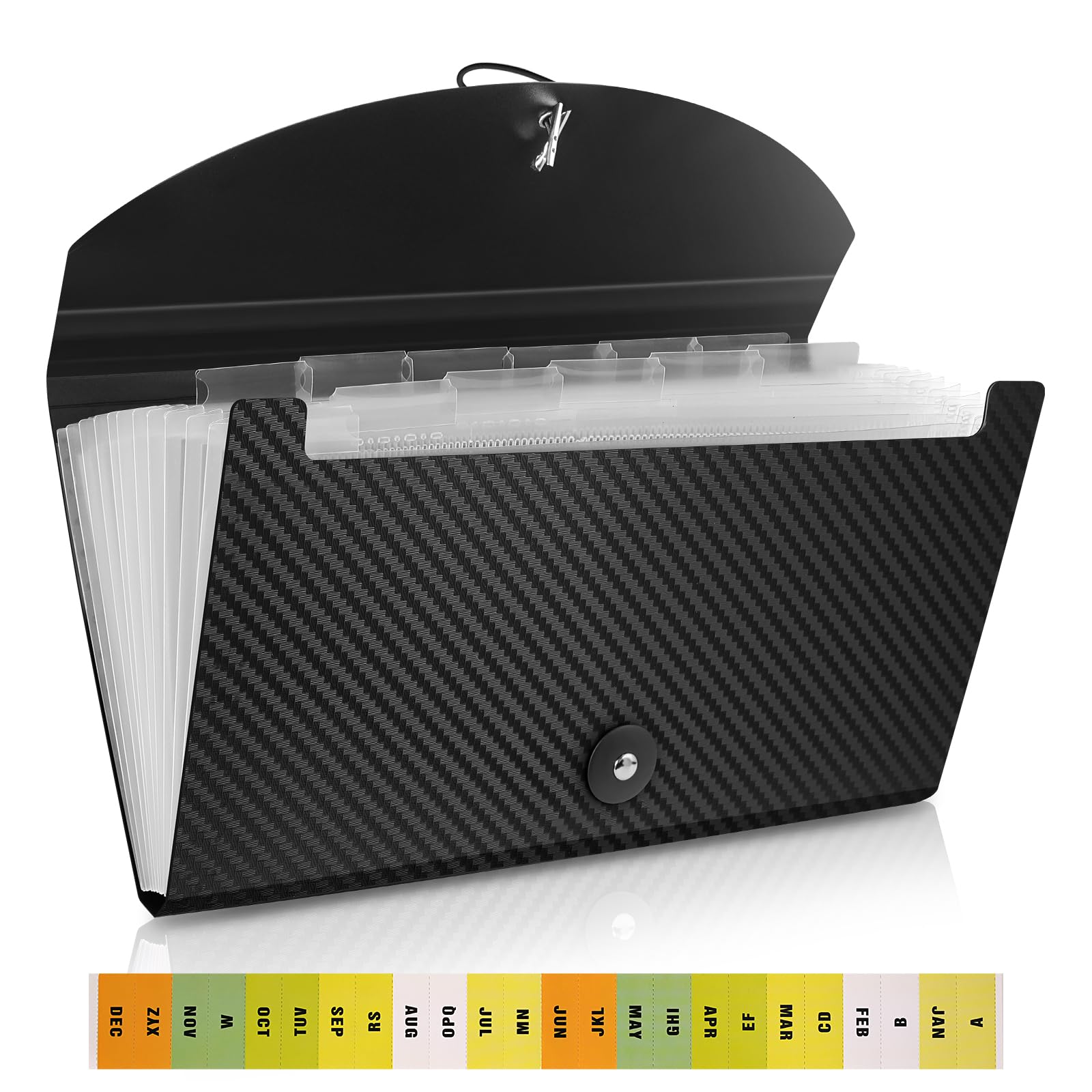 Aabicku 13-Pocket Receipt Organizer - Expandable Accordion File Folder for Business, Coupons, Tickets, Checks & Bills - Large Capacity Storage Case for Office, Home & Travel Use