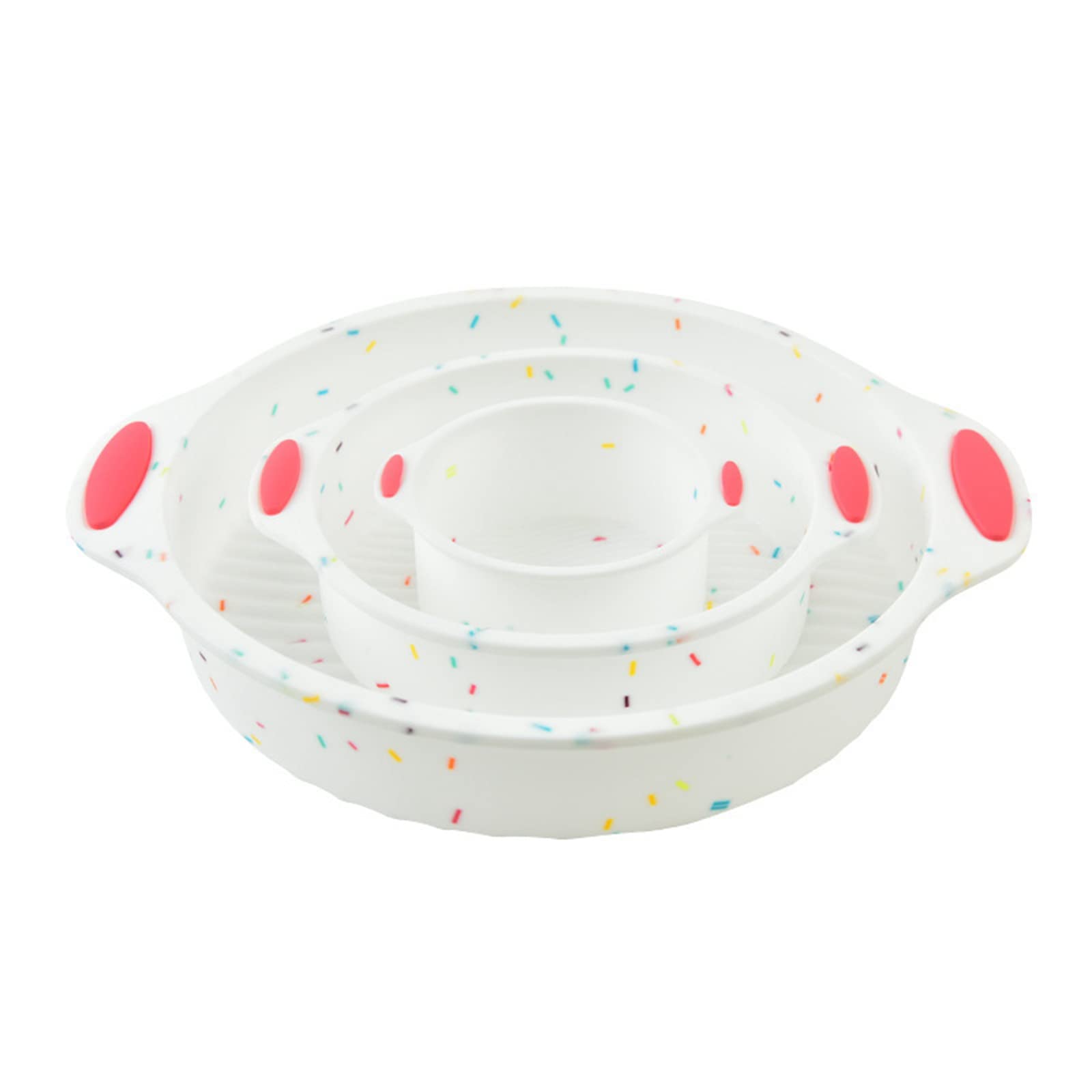 Beixinder 3-Piece Non-Stick Silicone Round Cake Pan Set - Perfect for Baking Cheesecake, Chocolate Cake, Brownies, Tarts, Pies & Flan | Dishwasher Safe & Oven Safe Bakeware (White) | Ideal for Home Baking, Parties & Holiday Desserts