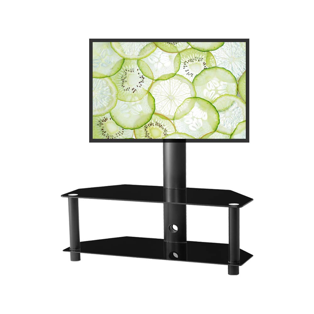 Adjustable Metal Frame TV Stand with Tempered Glass Shelves for Living Room