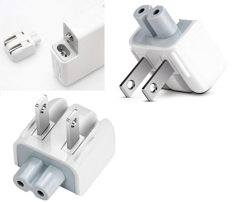 2-Pack US Standard Duck Head Folding AC Power Adapter Wall Plug - Compatible with MacBook Pro/Air, iPhone, iPad, iPod Chargers - Perfect for Travel, Home & Office Use