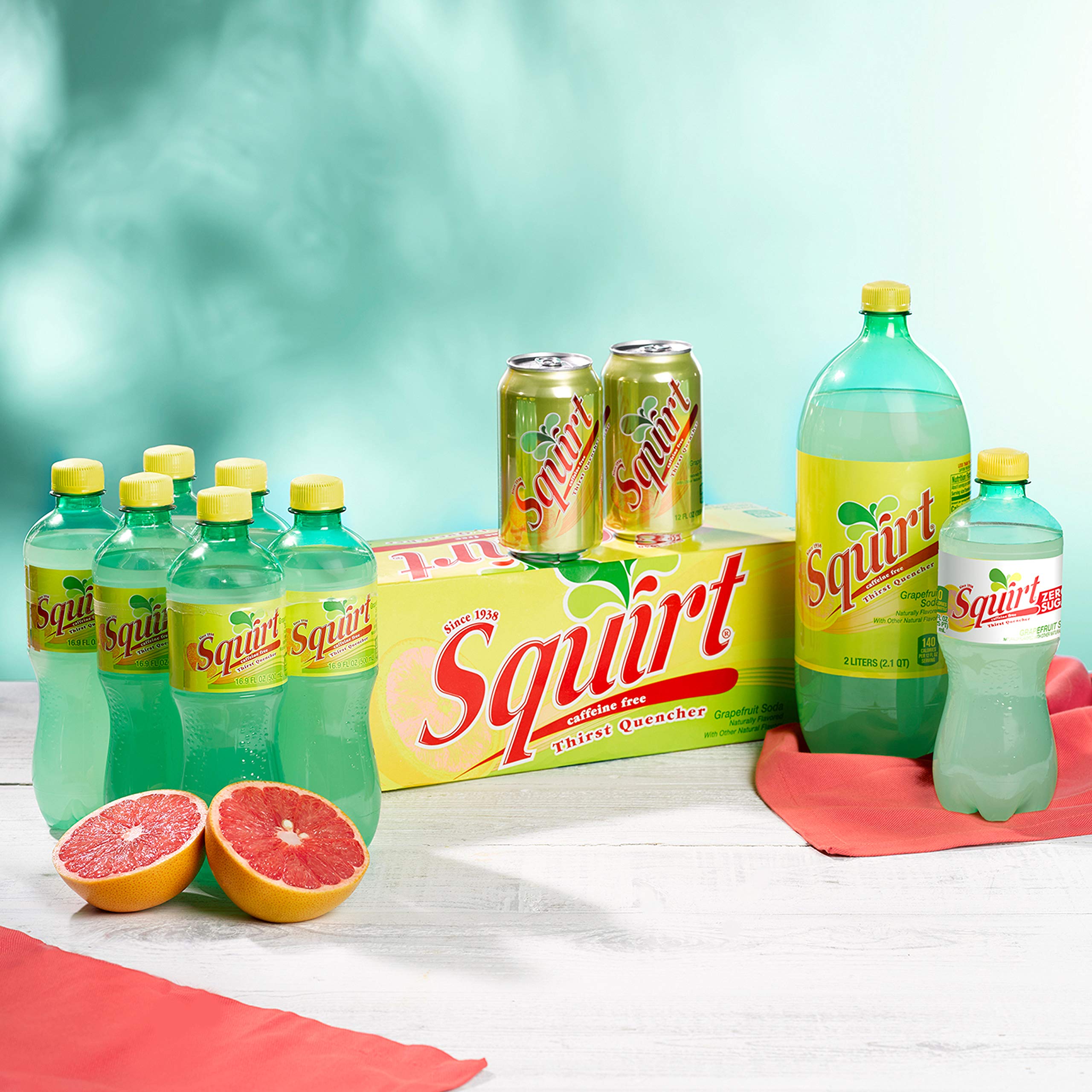 Zero Sugar Grapefruit Soda - Squirt Citrus Drink, 12 Fl Oz Cans (12 Pack) | Refreshing Low-Calorie Beverage for Parties, BBQs & Healthy Lifestyle