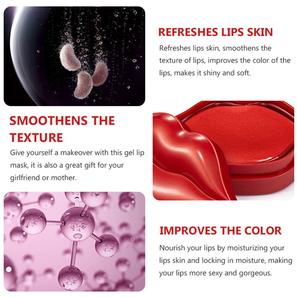 iPetboom 20pcs Lip Mask for Wrinkle Reduction & Moisturizing - Plumping Lip Balm Patches with Mascara Essence | Pink Nourishing Lip Pads in Non-woven Fabric | Perfect for Night Care & Makeup Prep