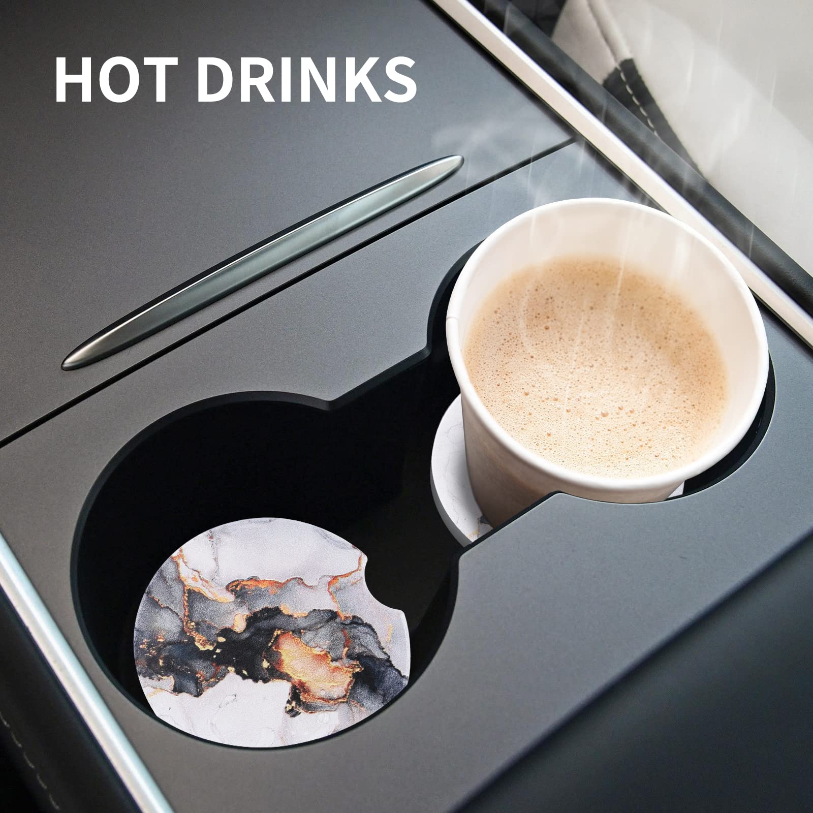 2-Pack Ceramic Car Cup Coasters for Cup Holders - 2.56