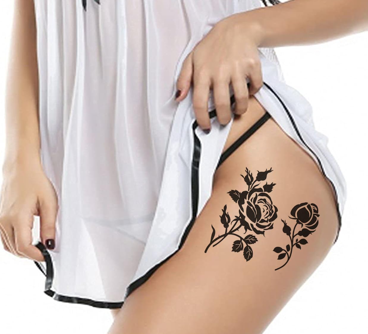 3D Temporary Tattoo Stickers for Men & Women - Waterproof Fake Tattoos with Flowers, Butterflies, Stars & Angel Designs - Realistic Body Art for Adults & Teens (19x9cm) - Perfect for Parties, Halloween, Cosplay & Honeymoon