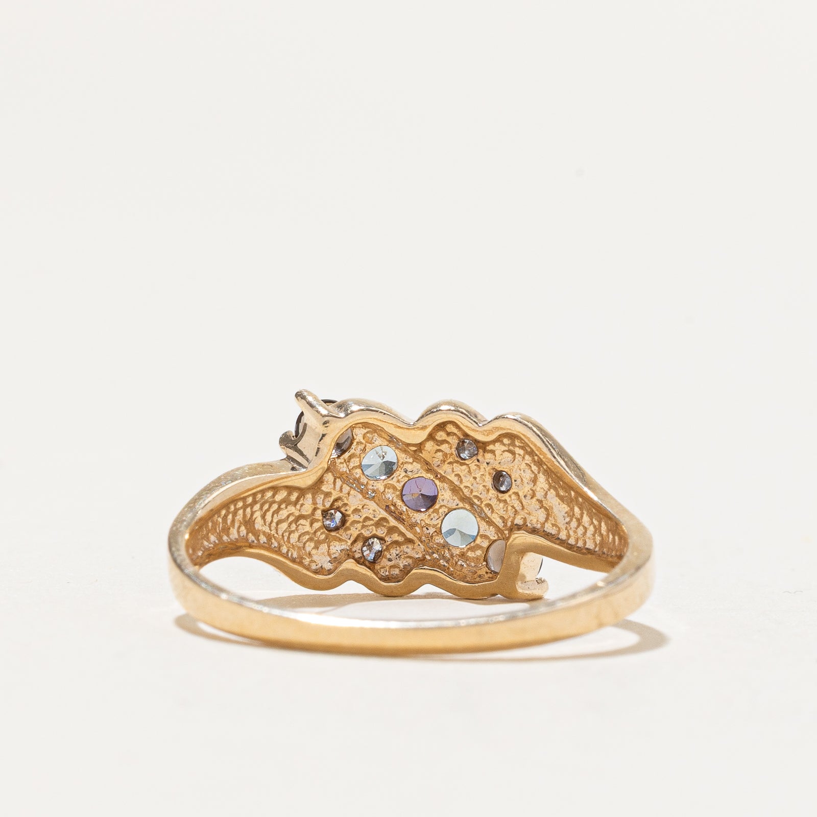 Multi Gemstone Waterfall Bypass Ring 0.25ctw - Size 7 | Elegant Stackable Jewelry for Women, Perfect for Weddings, Anniversaries & Special Occasions