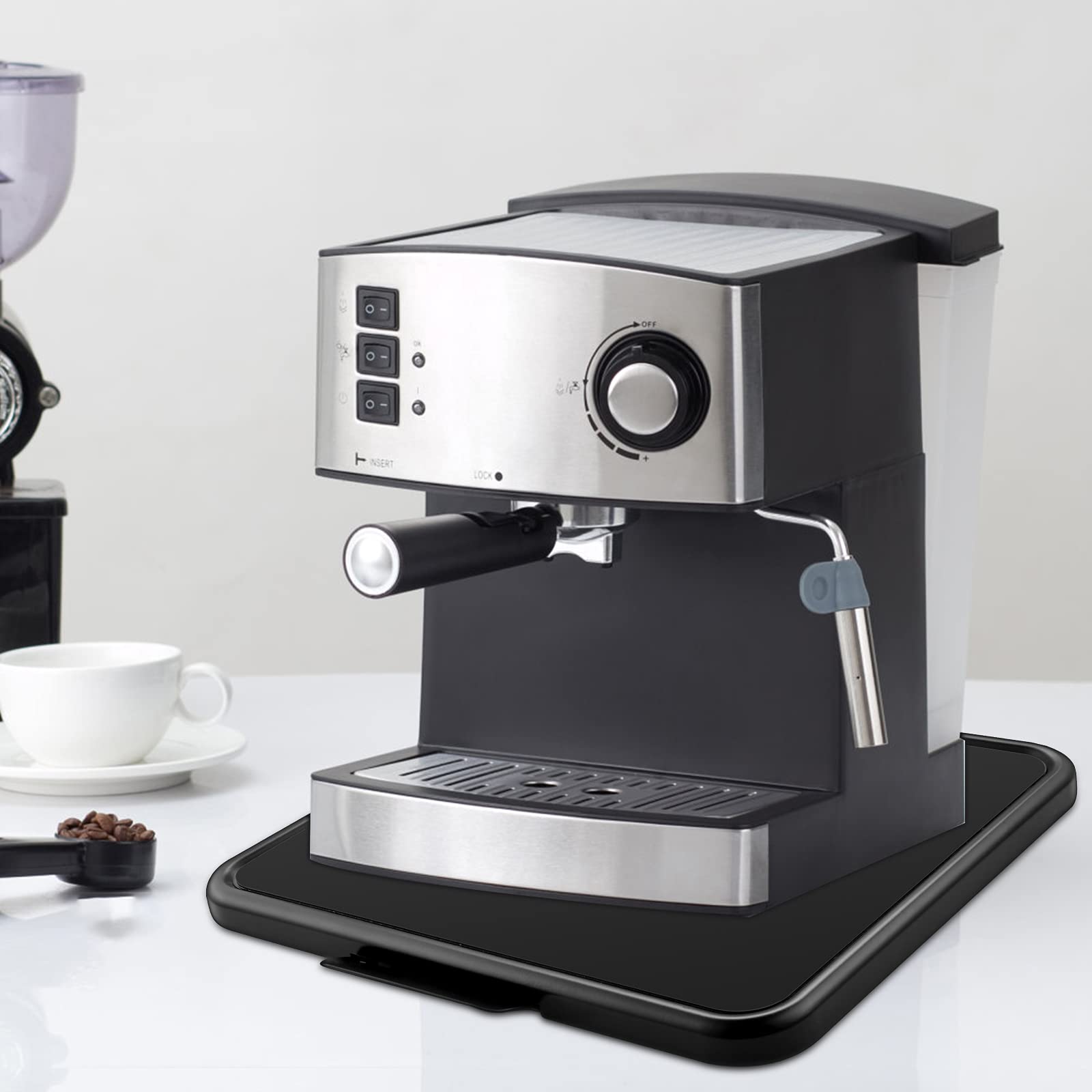 Premium Under Cabinet Appliance Organizer - Alloy Steel Sliding Tray for Coffee Maker, Toaster, Blender, Air Fryer & Stand Mixer (13.8