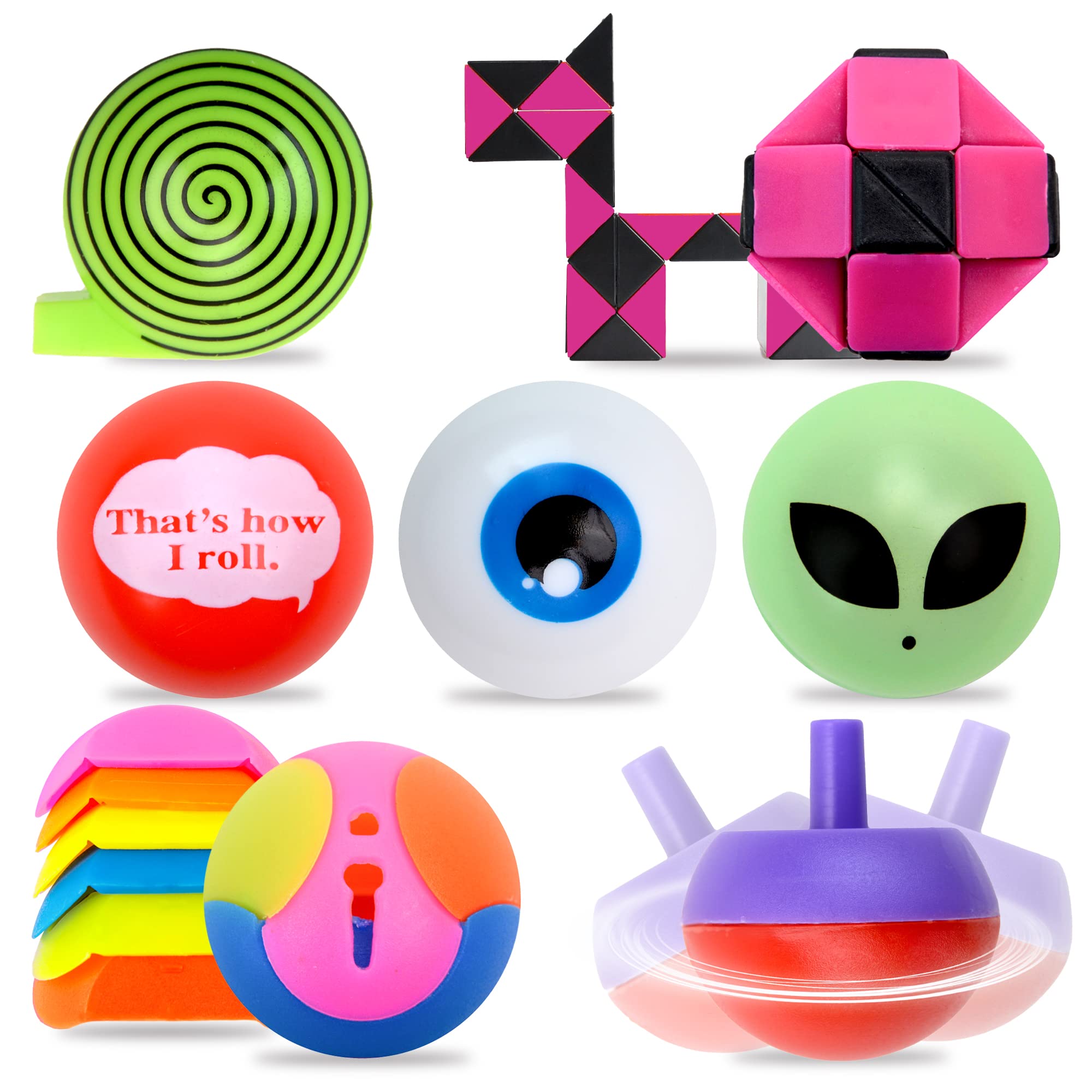1.38 Inch Mini Bulk Toys - 100 Pcs Party Favors for Kids, Birthday Gifts, Pinata Stuffers & Easter Egg Fillers - Perfect for Goody Bags, Vending Machines & Classroom Rewards