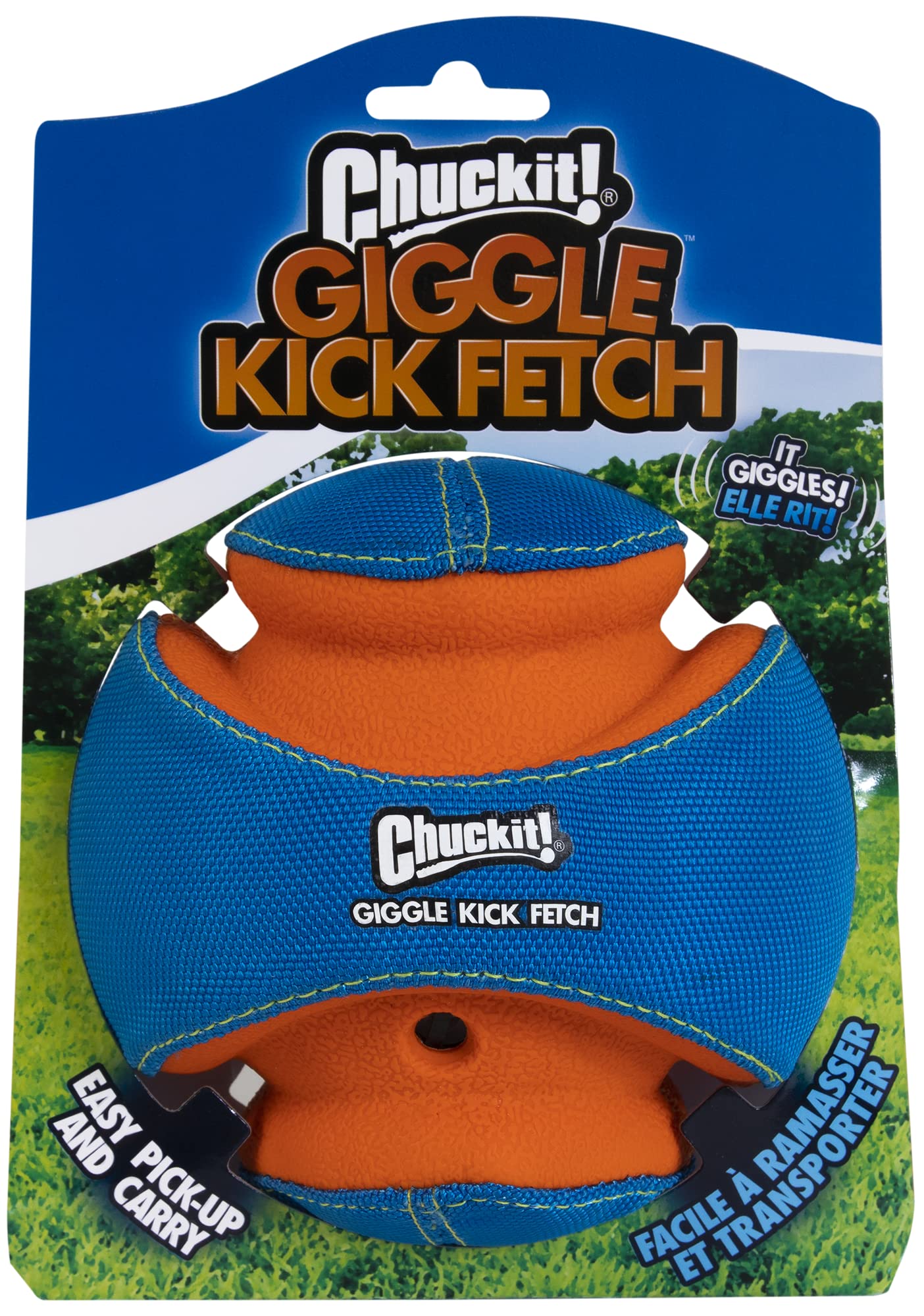 ChuckIt! Kick Fetch Dog Toy Ball with Giggle Sounds - Small Durable Interactive Play Ball for Dogs - Perfect for Outdoor Play, Training & Fetch Games