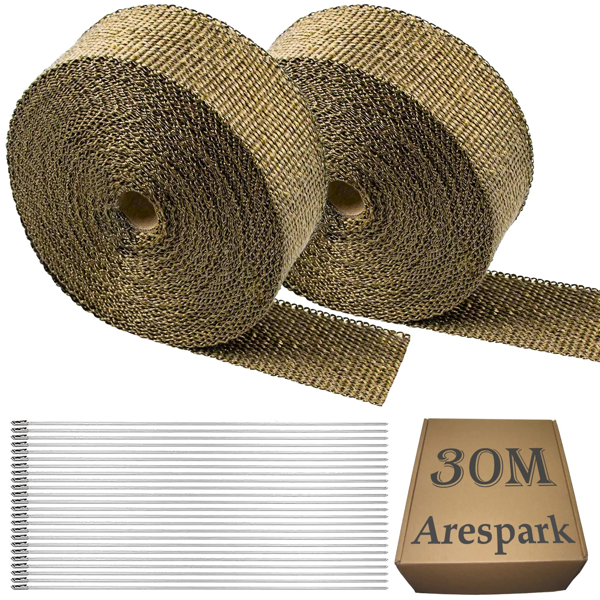 Arespark Titanium Exhaust Heat Wrap - 2 Rolls 2