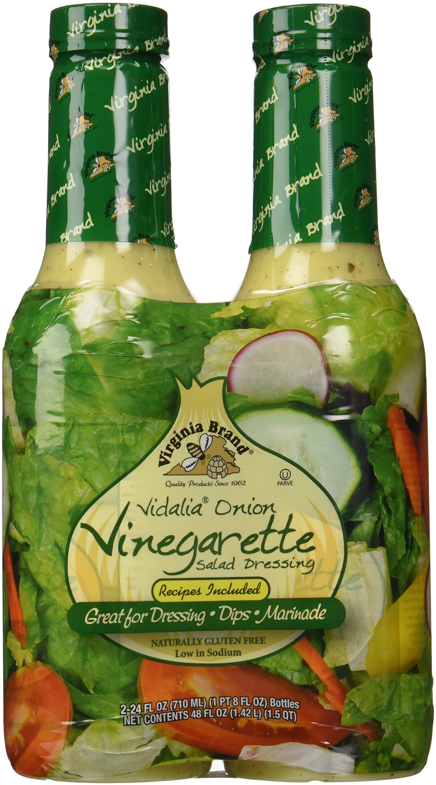 Virginia Brand Vidalia Onion Vinaigrette Salad Dressing - 2 Pack (24 oz Each) | Sweet & Tangy Dressing for Salads, Sandwiches, Marinades & Grilling | Perfect for BBQs, Potlucks & Healthy Eating
