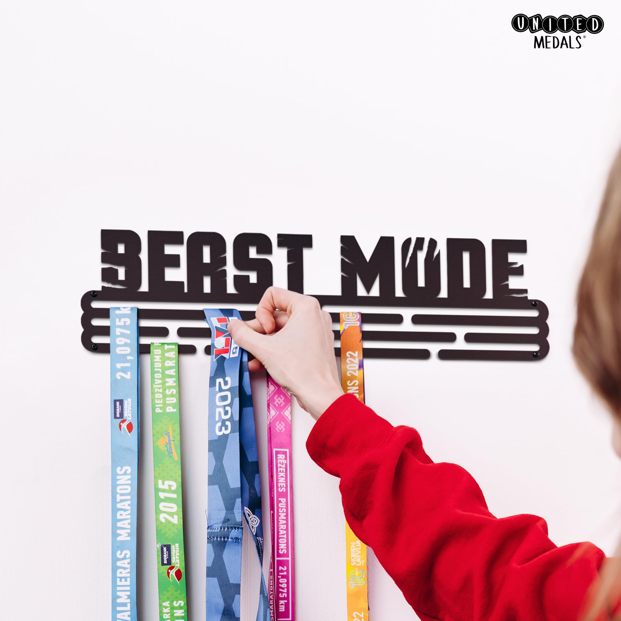 Beast Mode Steel Medal Hanger Display Rack - Premium Wall Mounted Award Organizer for Sports Trophies, Military Medals & Competition Ribbons - Perfect for Home, Office or Gym Decoration