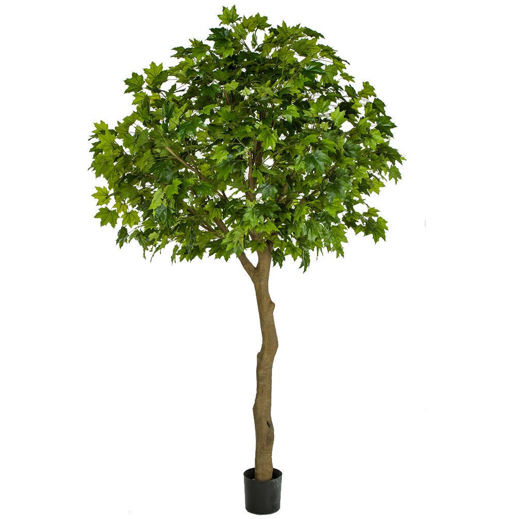 10'6 Large Silk Sugar Maple Tree with Pot - 2 Tone Green Artificial Plant for Home, Office, and Outdoor Decor