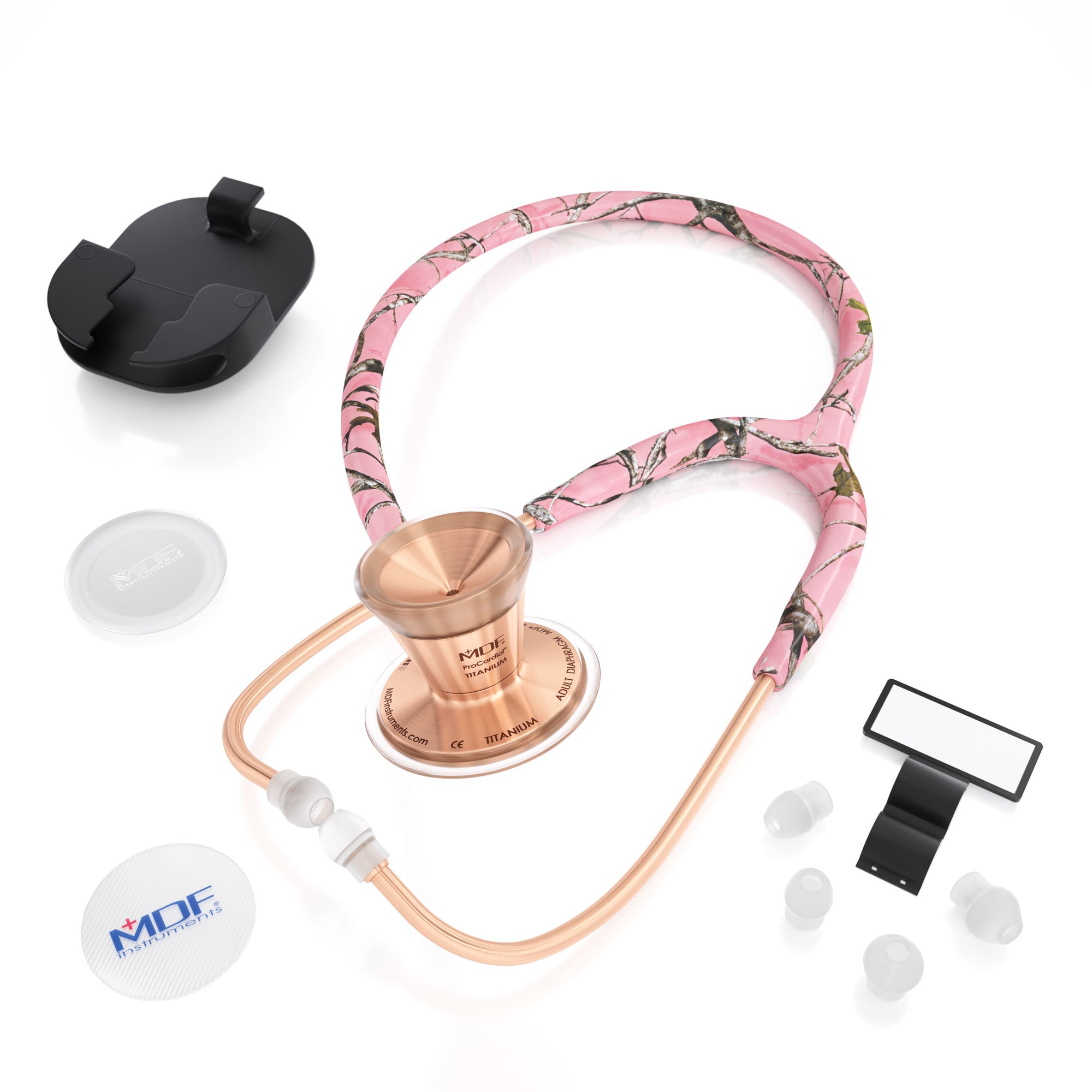 ProCardial® Titanium Cardiology Stethoscope - True Timber Conceal Pink/Rose Gold Finish | Premium Medical Stethoscope for Doctors, Nurses & Healthcare Professionals | Ideal for Cardiology, Pediatrics & Clinical Use