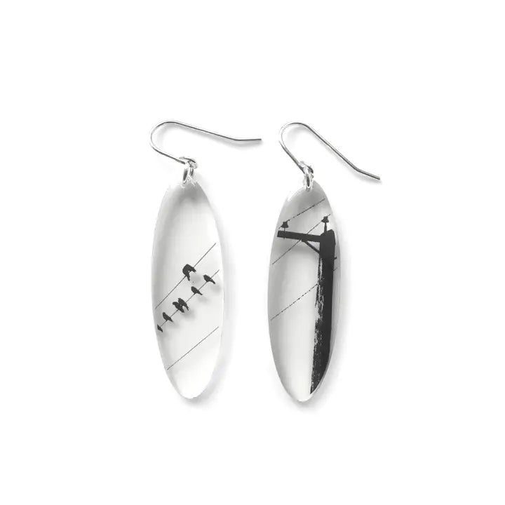 Black Drop Designs Elegant Tall Oval Earrings (Crow Pole Style) - Perfect for Boho Fashion & Festival Accessories