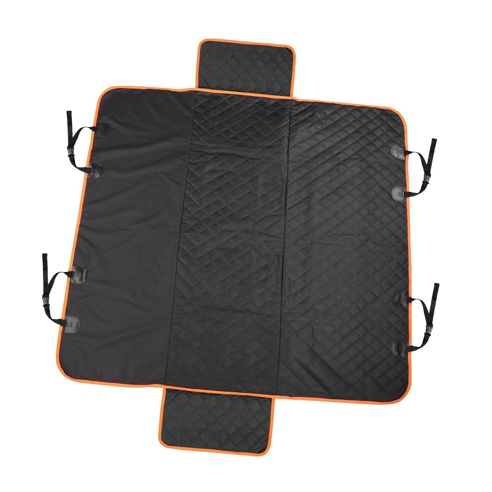 Enakshi Waterproof Pet Car Seat Cover for Dogs & Cats - Non-Slip Back Seat Protector with Orange Trim | Durable Dog Car Mat for SUV, Sedan, Truck | Perfect for Travel, Vet Visits & Daily Commutes