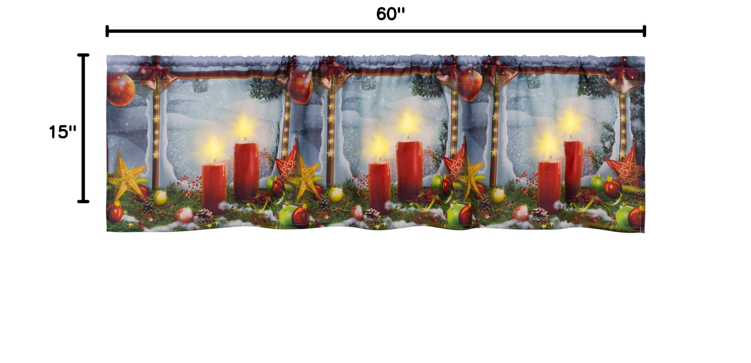 Violet Linen Glories LED Christmas Window Valance with Candles Design - 15