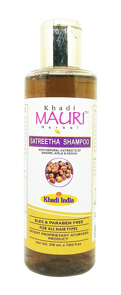 Khadi Mauri Satritha Herbal Shampoo for Hair Growth - 210ml Natural Ayurvedic Shampoo with Bhringraj & Amla - Sulfate Free & Chemical Free Hair Care - Perfect for Dry, Damaged Hair & Scalp Health