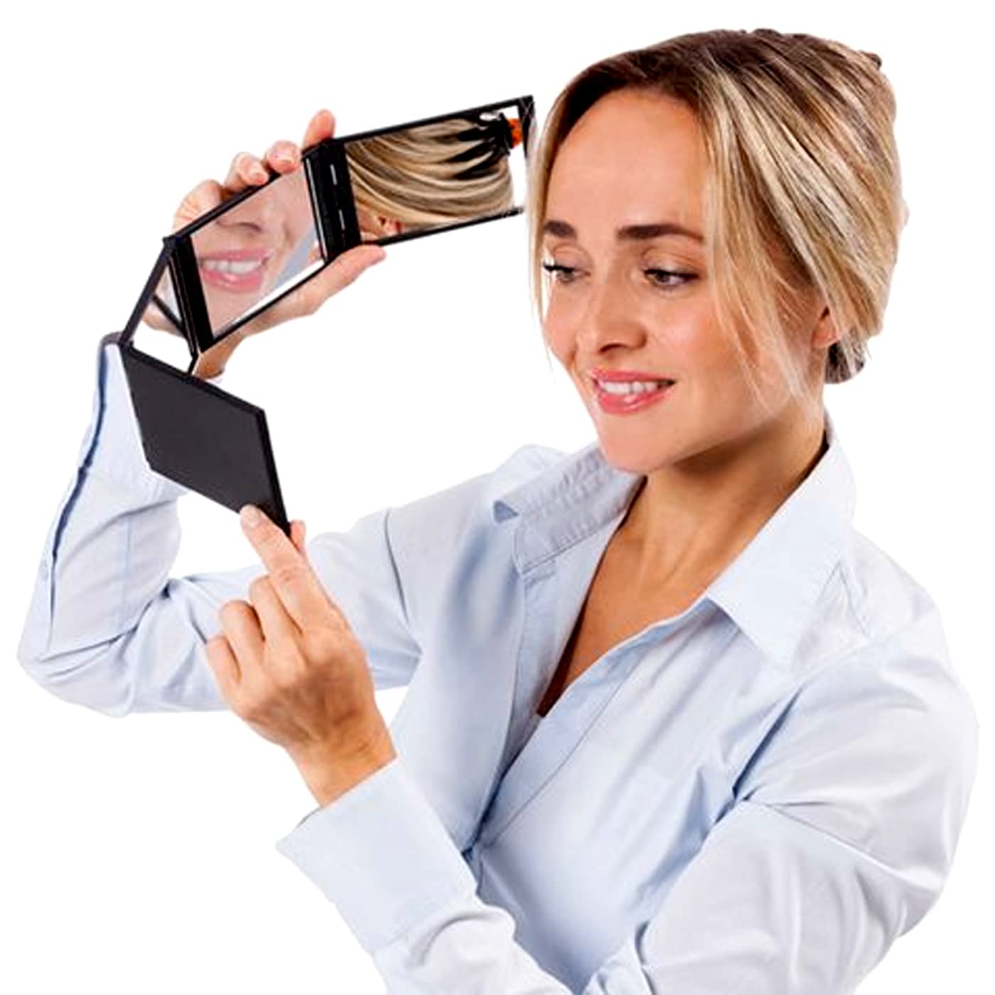 BAAL Folding Makeup Mirror - Portable Handheld Compact Cosmetic Mirror with LED Light for Women & Girls | Perfect for Travel, Home Vanity, and Professional Makeup Application