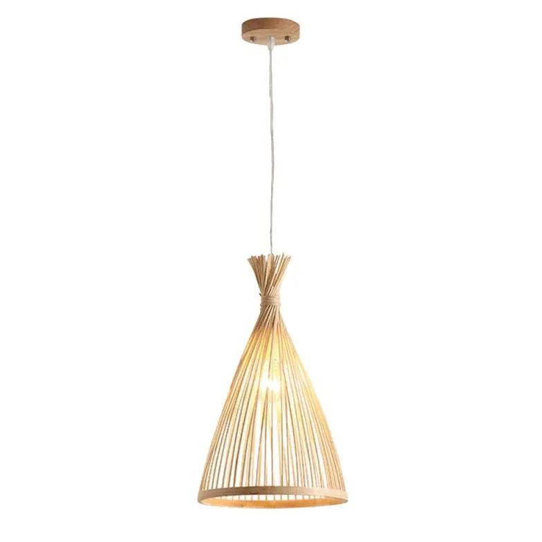 Modern Rattan Pendant Light - Handwoven Natural Fiber Chandelier for Dining Room, Kitchen Island & Bedroom Ceiling Lighting