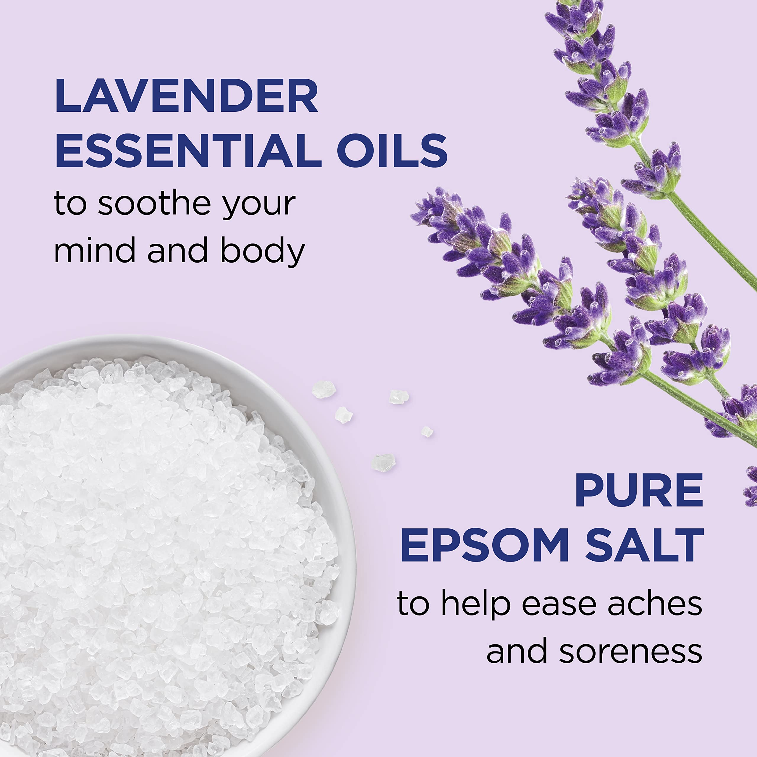 Dr Teal's Lavender Scented Body Wash & Epsom Salt Soak Bundle - 24 fl oz Body Wash (2 Pack) + 3 lbs Soaking Solution - Relaxing Bath & Shower Essentials for Stress Relief & Muscle Recovery