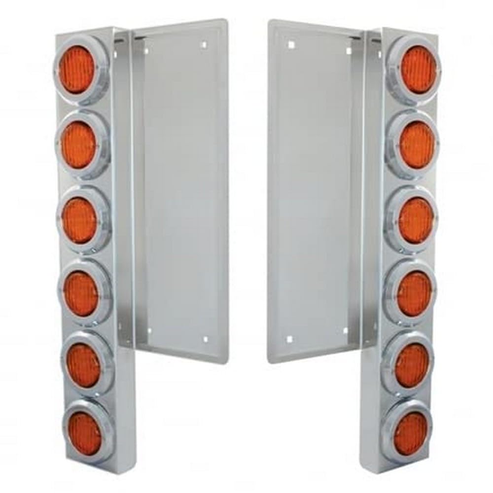United Pacific 37322 Stainless Steel Air Cleaner Light Bar with Bracket - Amber LED Clearance/Marker Light, Chrome Bezels, 9 LEDs per Light - Compatible with Freightliner Trucks | Durable Front Lighting for Enhanced Road Safety & Visibility