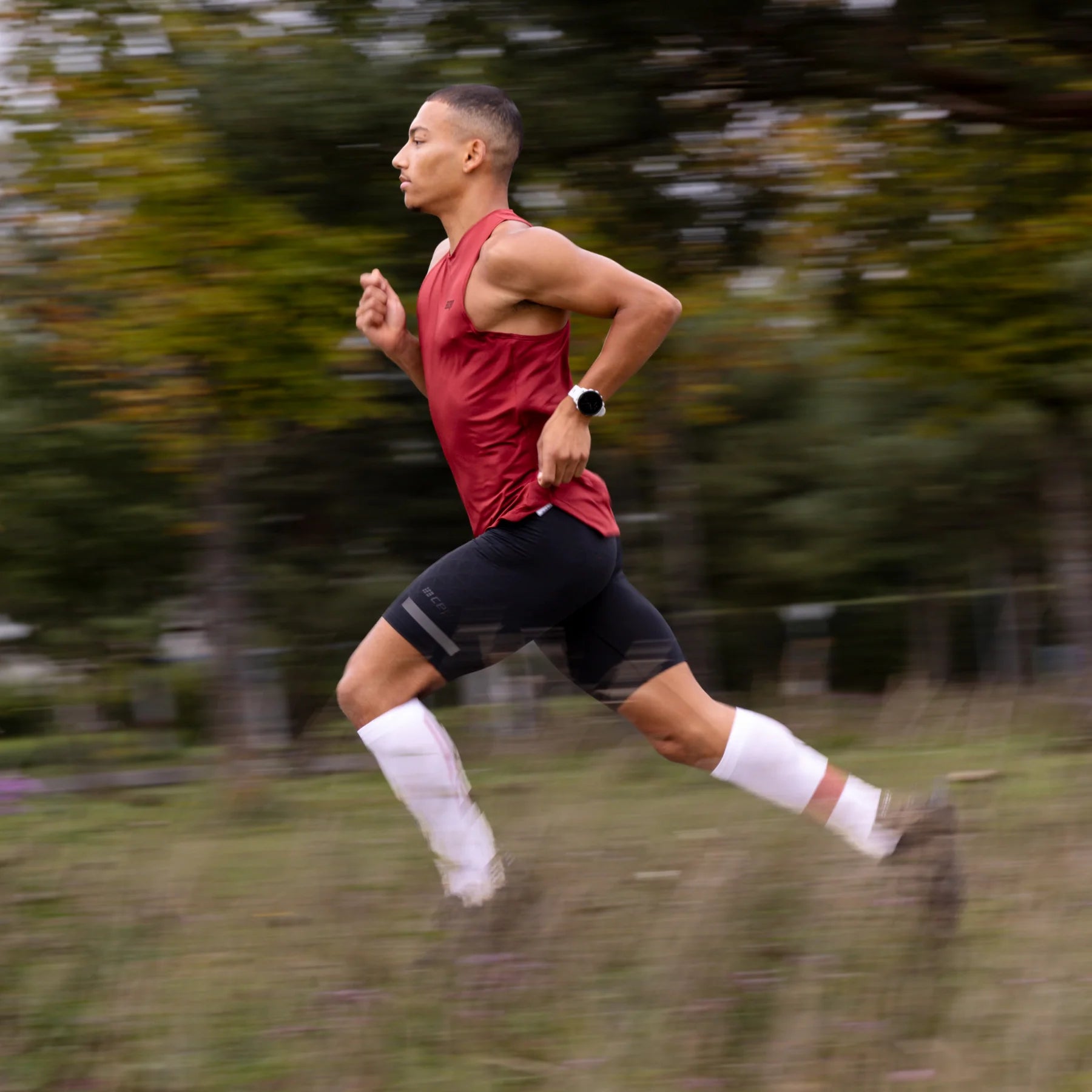 CEP Men's Performance Running Tank Top - Breathable Round Neck v5 - Dark Red - Ideal for Jogging, Gym Workouts & Outdoor Activities