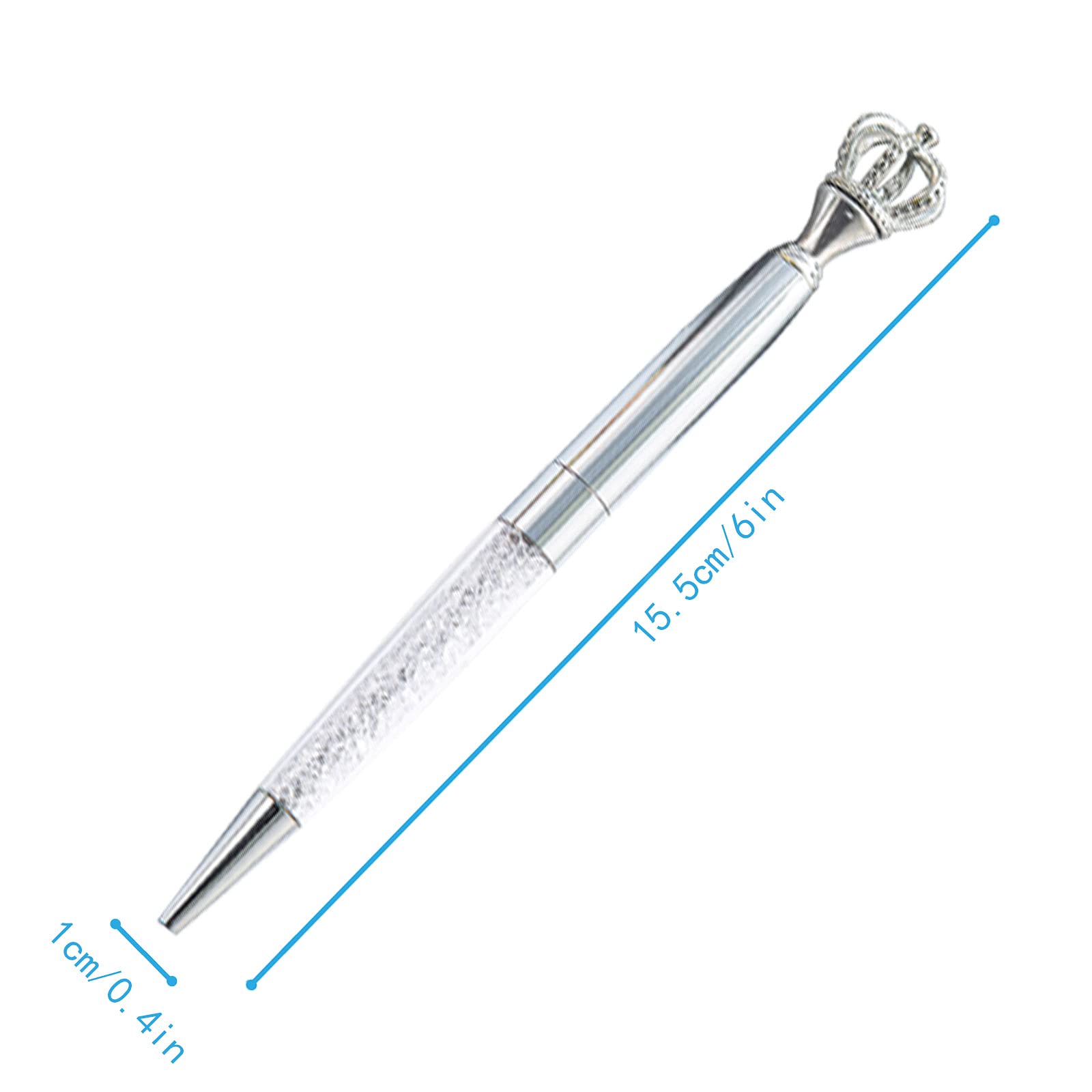 Lobagve 3-Piece Crown Top Ballpoint Pens Set - Bling Metal Ballpoint Pen with Black Ink (1.0mm) - Elegant Office & Wedding Gift for Women, Bridesmaids, Birthday, Christmas - Perfect for Journaling, Note-Taking & Special Occasions - Silver