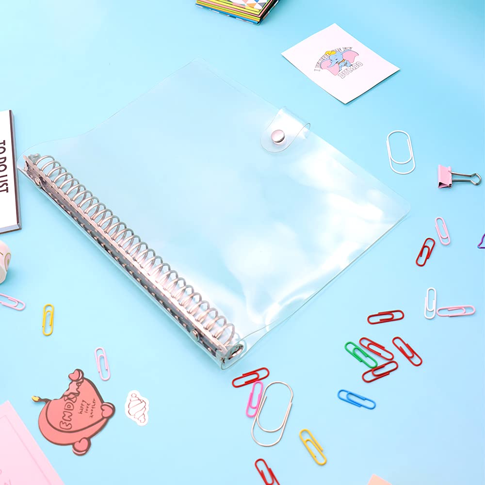 B5 26-Ring Binder with Snap Button Closure - Clear Soft PVC Round Ring Binders for Loose Leaf Paper, Journals, Planners & Albums (20mm Diameter, 206x275mm) - Perfect for Office Organization, School Supplies & DIY Projects