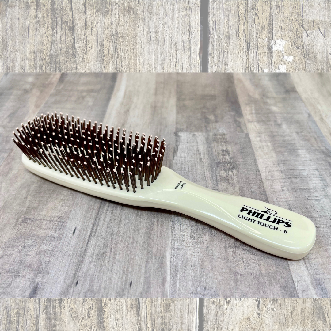 Phillips Brush Light Touch 6 Hair Brush with 9-Row Nylon Bristles in Ivory - Perfect for Detangling, Styling & Gentle Scalp Massage at Home or Salon