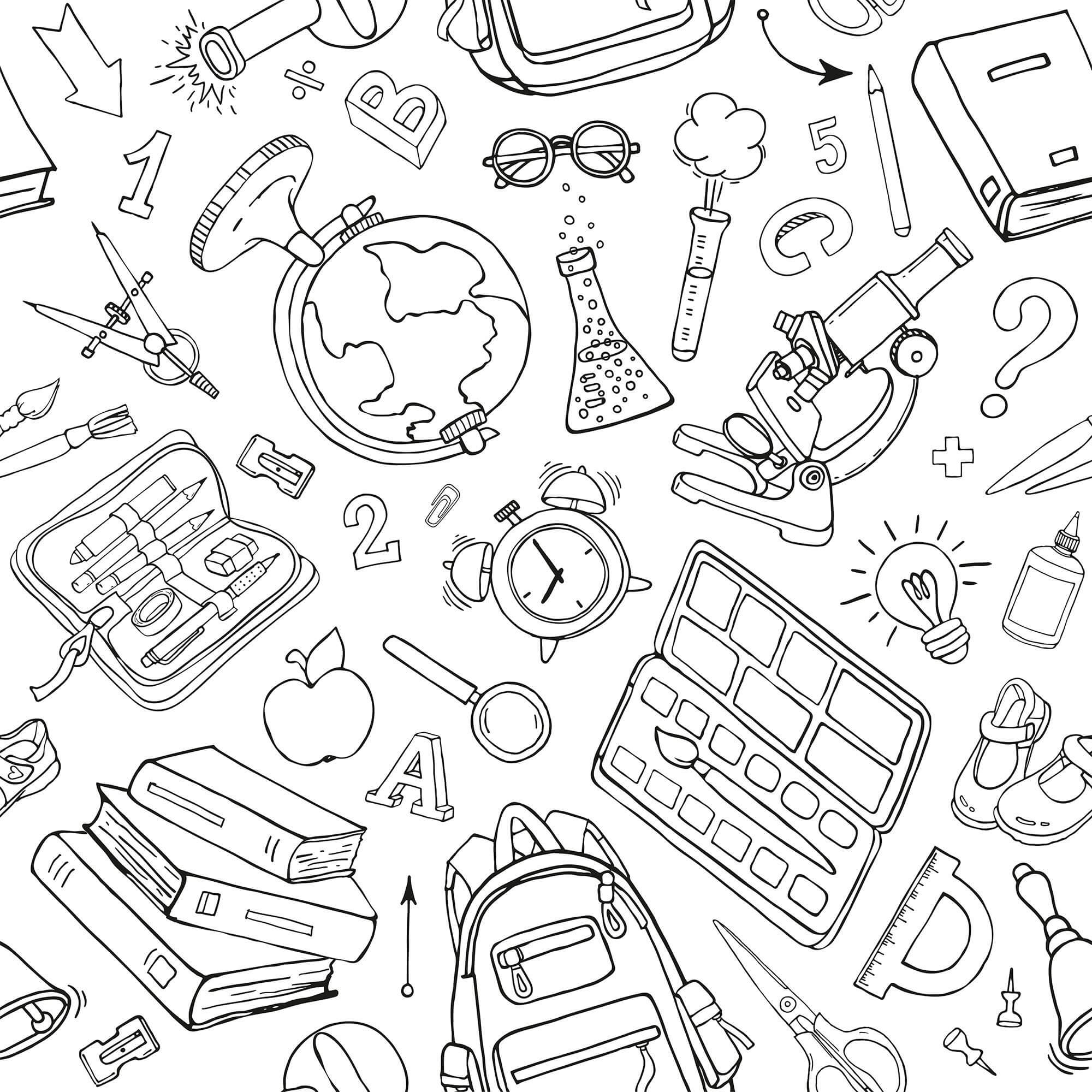 Black and White Peel and Stick Removable Wallpaper for Kids - School Themed Self-Adhesive Decor (Design #9826) - Perfect for Nursery, Classroom, or Playroom Walls