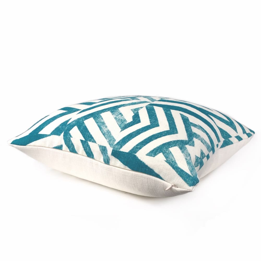 Delancey Teal Green White Modern Crosshatch Pillow Cover - Decorative Throw Pillow Case for Sofa, Bed & Home Decor