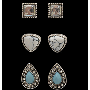 3 Pairs Stud Stone Earrings for Women - Sparkling Cubic Zirconia Ear Studs for Daily Wear, Party & Gift Giving