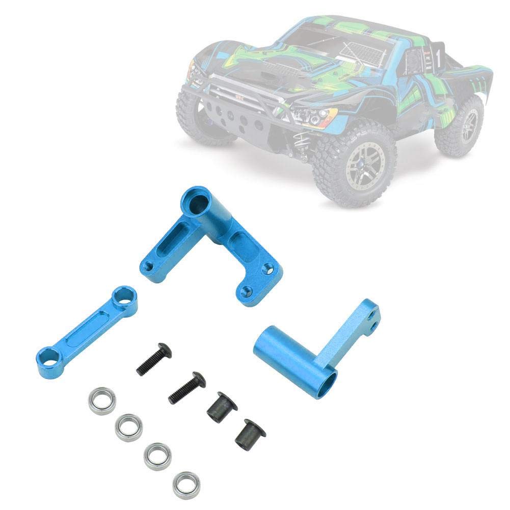 Aluminum Alloy RC Steering Linkage Kit with Chamfered Edges for Traxxas Bandit/Rustler/Slash 2WD - Light Blue | Upgrade Steering Parts for Off-Road Racing & Bashing