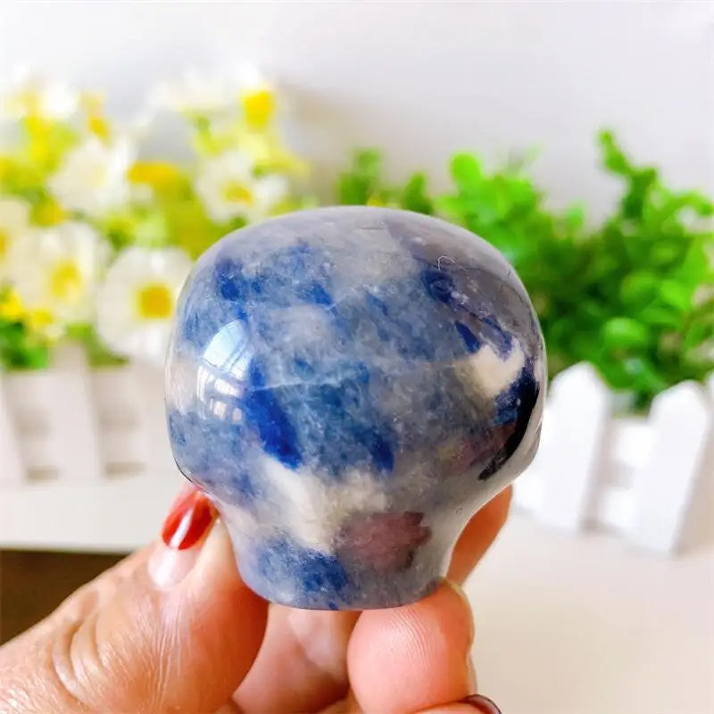 2 Inch Natural Blue Sodalite Alien Skull Crystal Carving - Reiki Healing Stone, Spiritual Decor, Unique Gift for Collectors (1 Piece) - Perfect for Meditation, Energy Work & Home Decoration