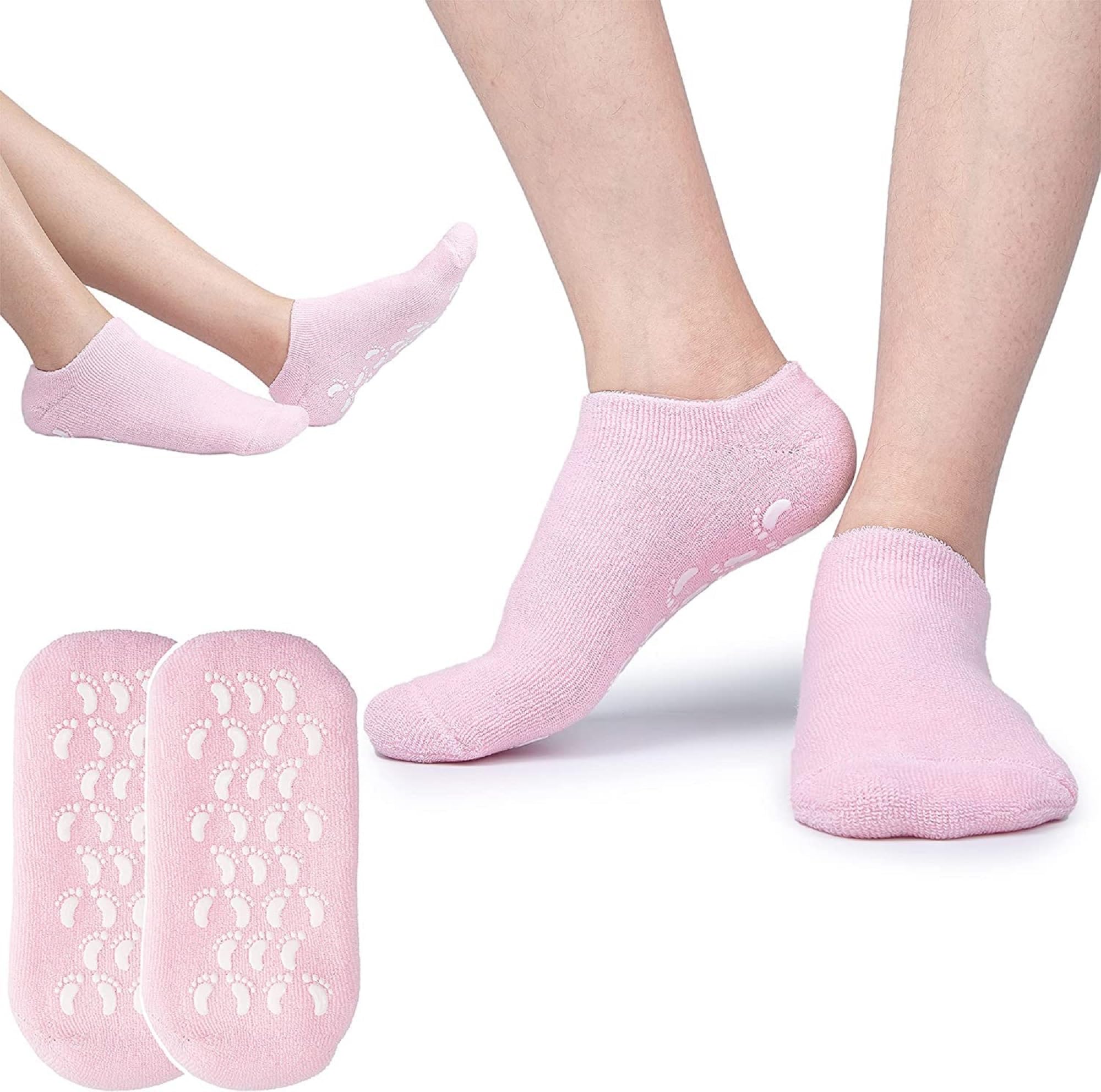 BIYALI Moisturizing Gel Socks for Dry Cracked Feet - Softening & Healing Overnight Foot Care with Non-Slip Silicone Design - Perfect for Spa Treatment, Rough Skin Repair & Daily Foot Moisturizing (1 Pair) - Ideal for Home Relaxation, Pedicure Aftercare & Winter Foot Protection