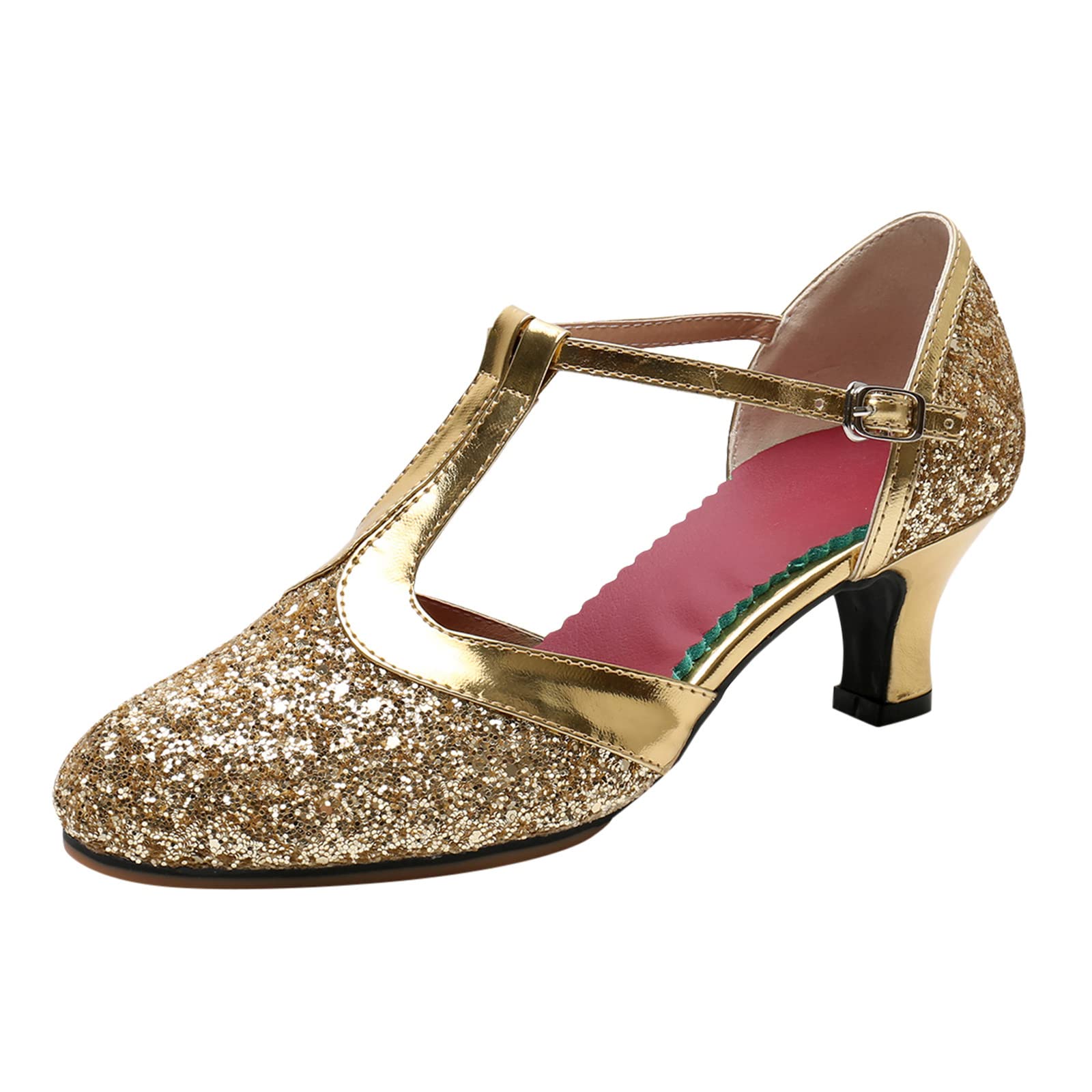 Latin Dance Shoes for Women - Elegant Heeled Ballroom Salsa Tango Party Sandals with Sequin Details | Perfect for Salsa Nights, Tango Performances & Special Occasions