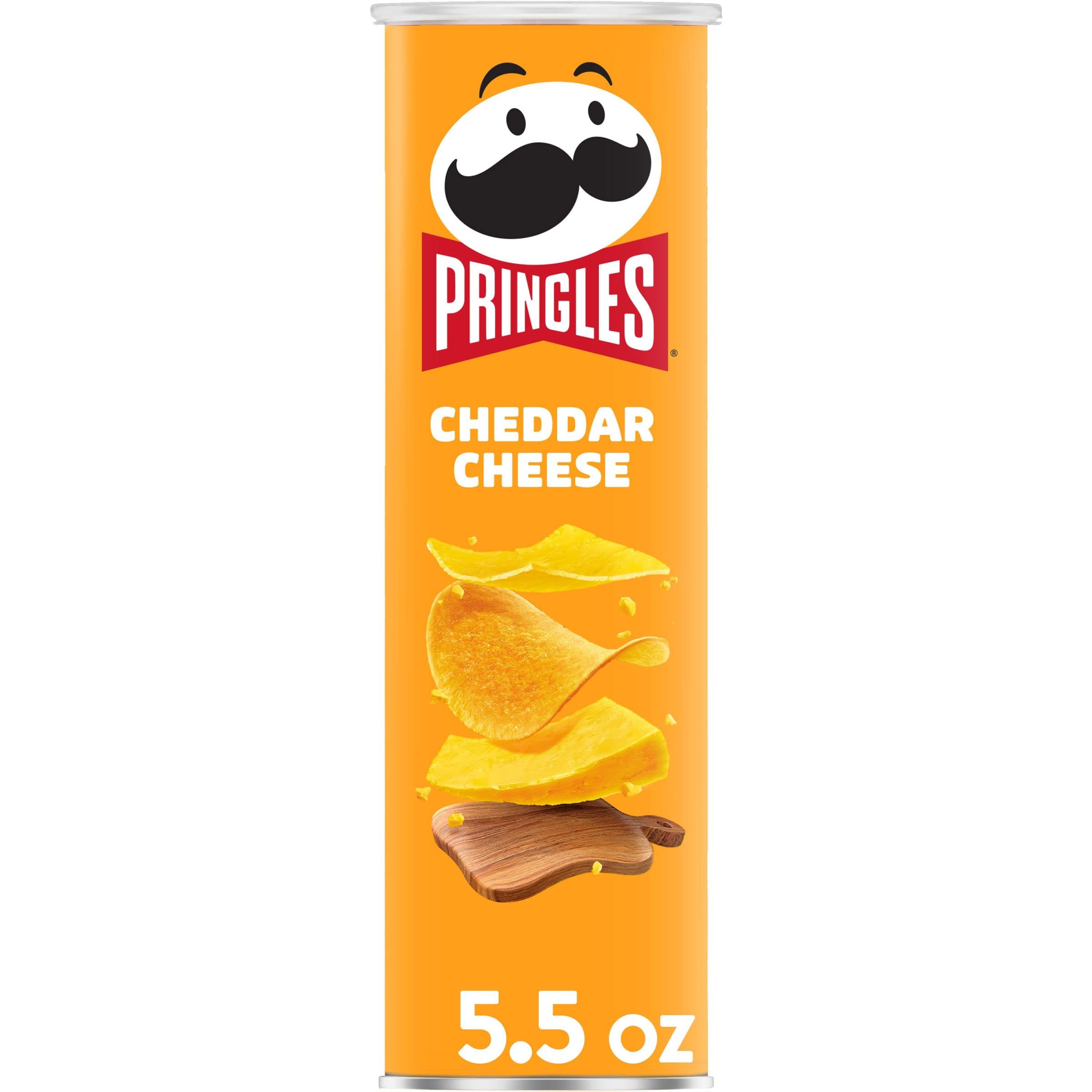 Pringles Cheddar Cheese Potato Crisps - 5.5oz Can (Pack of 1) | Crunchy Snacks for Lunch, Office, Travel & On-the-Go | Perfect for Road Trips, School & Movie Nights