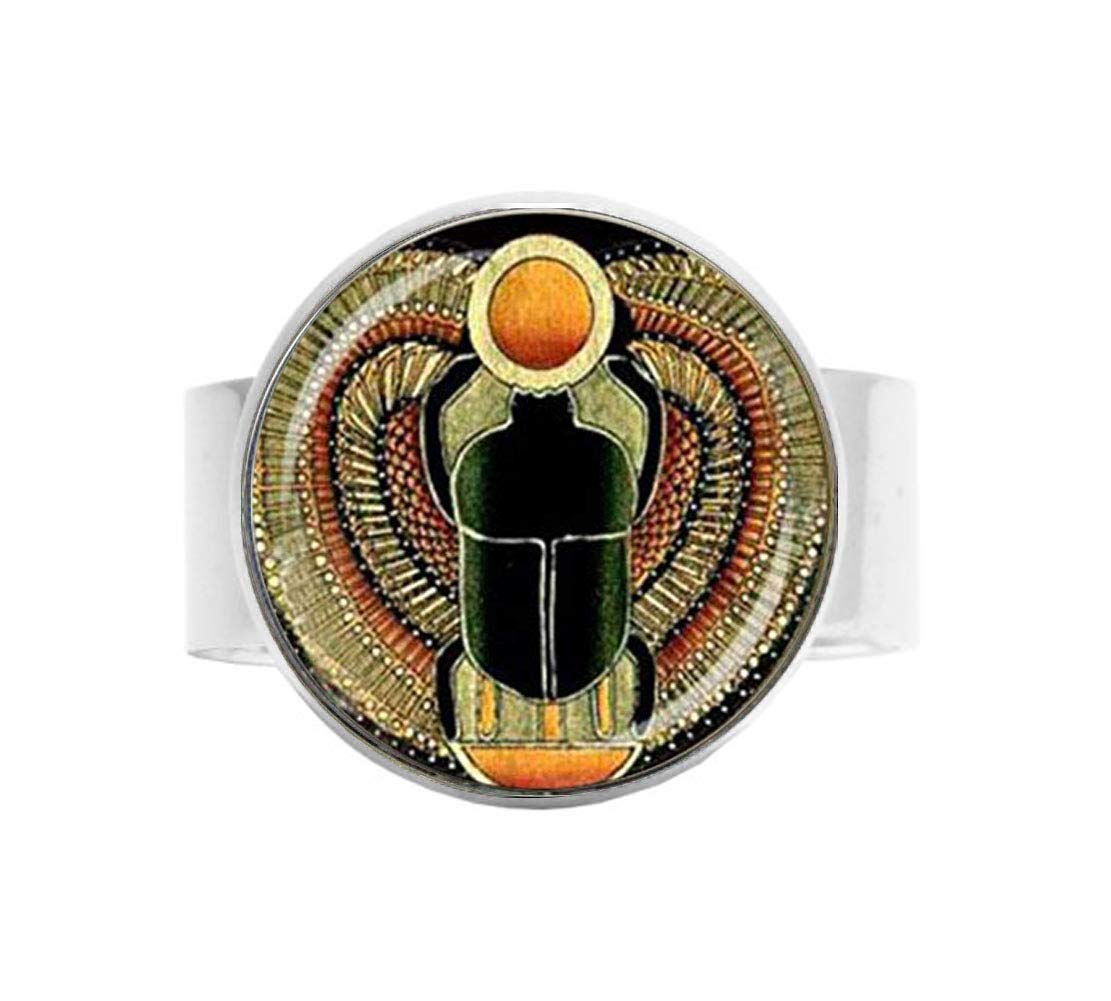 Vintage Egyptian Scarab Ring - Symbol of Strength & Ancient Art Photo Jewelry for Men & Women | Perfect for Historical Costumes, Themed Parties & Unique Gifts