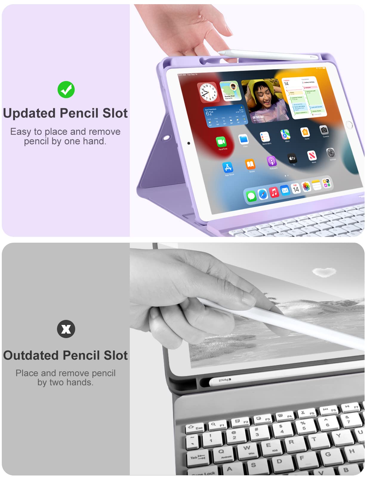 Hamile Wireless Backlit Keyboard Case for iPad 9th/8th/7th Gen 10.2