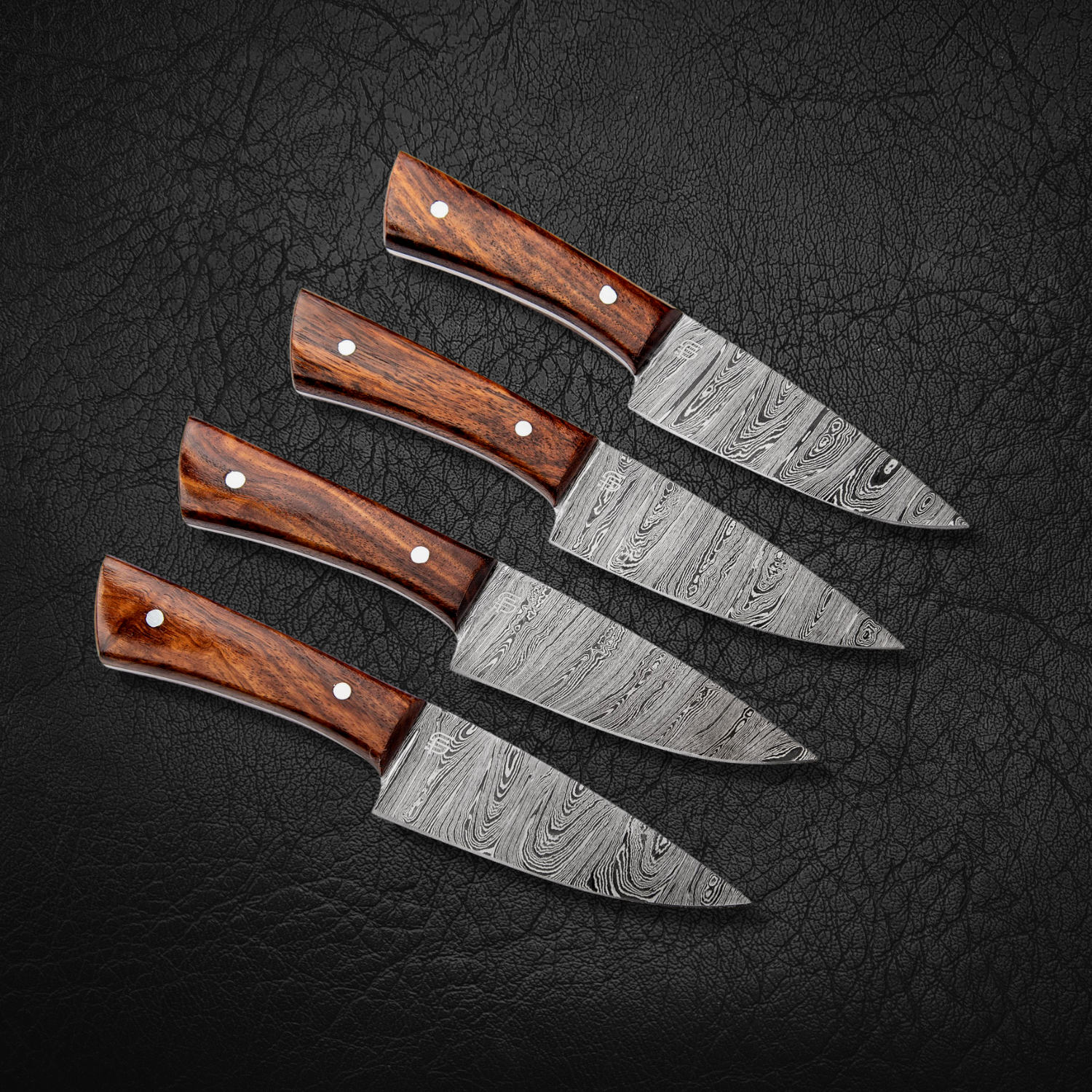 Premium Damascus Steel Steak Knives Set - 4 Piece High-Quality Steak Knife Collection with Ergonomic Handles - Perfect for Grilling, BBQ, Dinner Parties & Gourmet Cooking