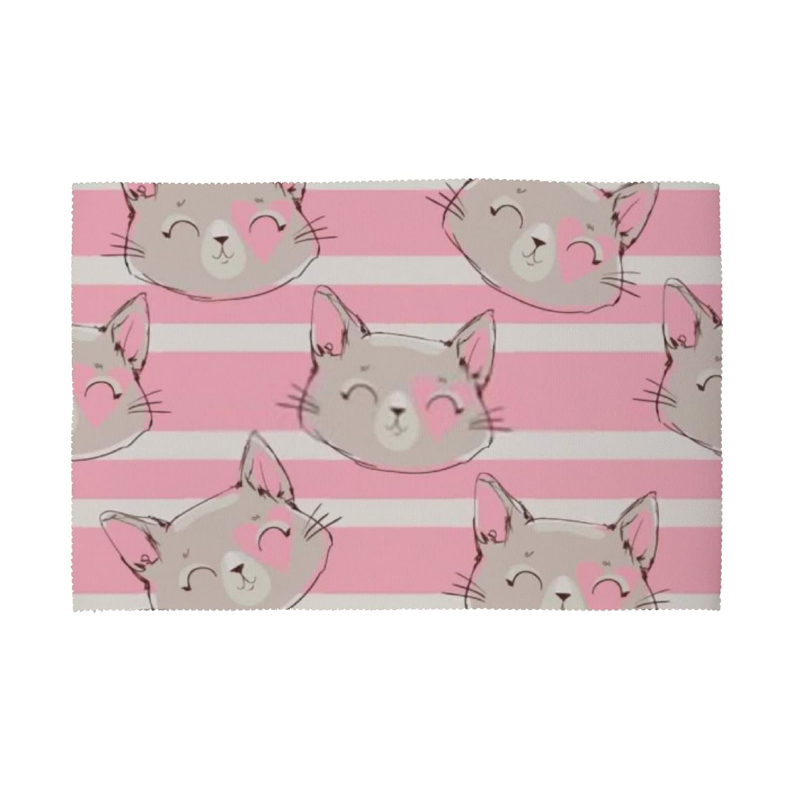 Cartoon Cat Polyester Placemats Set of 4 - Heat-Resistant, Waterproof, Non-Slip Dining Table Mats for Kitchen - Easy to Clean & Durable - Perfect for Family Meals, Parties & Daily Use